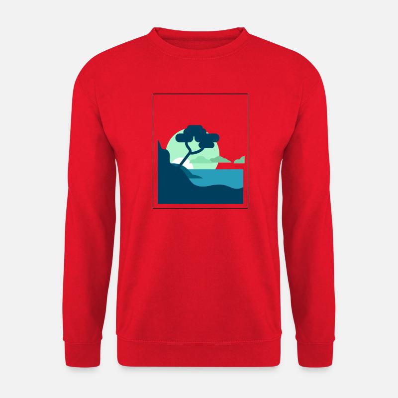 Berglandschaft bei Sonnenuntergang - Unisex Pullover - Rot