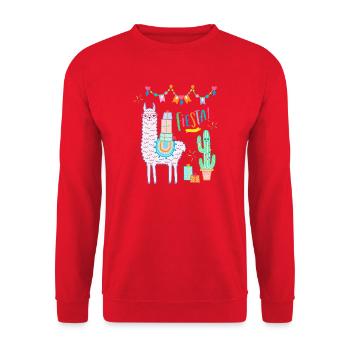 Lama Fiesta süßes rosa Llama mit Herzbrille - Unisex Pullover - Rot - Vorne - Alina (178cm) & Michal (187cm)