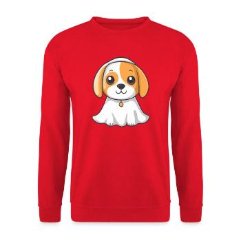 Beagle Hund Halloween Geist - Unisex Pullover - Rot - Vorne - Alina (178cm) & Michal (187cm)