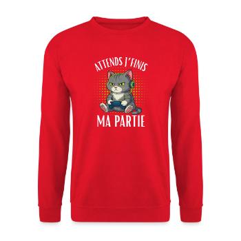 Je Finis Ma Jeu Funny Cat Gamer - Sweat-shirt Unisexe - rouge - Devant - Alina (178cm) & Michal (187cm)