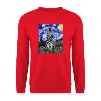 zèbre style van gogh nuit étoilée - Sweat-shirt Unisexe - rouge - Devant - Alina (178cm) & Michal (187cm)