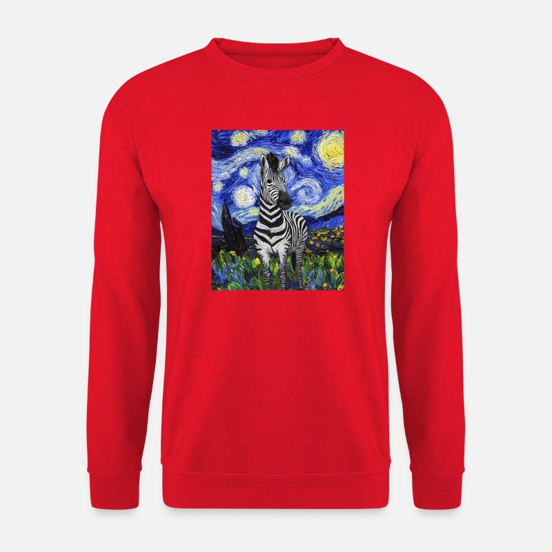 Zebra Van Gogh Style Starry Night - Unisex Pullover - Rot