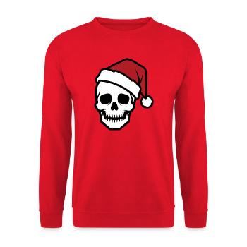 Creepy Skeleton with Santa Hat Biker Horro - Unisex Sweatshirt - red - Front - Alina (178cm) & Michal (187cm)