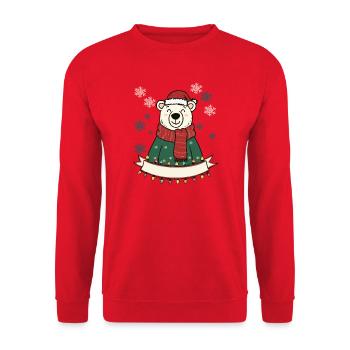 Polar Bär Weihnachtszauber - Unisex Pullover - Rot - Vorne - Alina (178cm) & Michal (187cm)