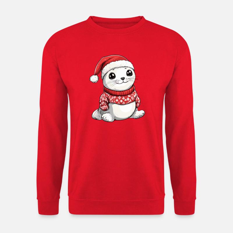 Robbe Tier Weihnachten Xmas - Unisex Pullover - Rot