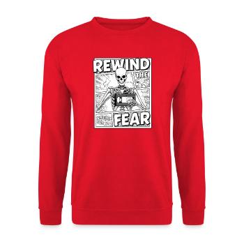 Skelett Kassette Rewind Fear - Unisex Pullover - Rot - Vorne - Alina (178cm) & Michal (187cm)
