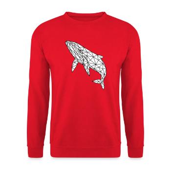 Geometrischer Polygonwal - Unisex Pullover - Rot - Vorne - Alina (178cm) & Michal (187cm)