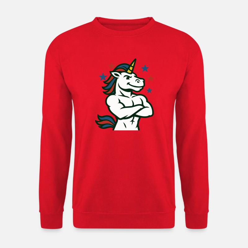 Selbstbewusste Einhorn-Illustration - Unisex Pullover - Rot