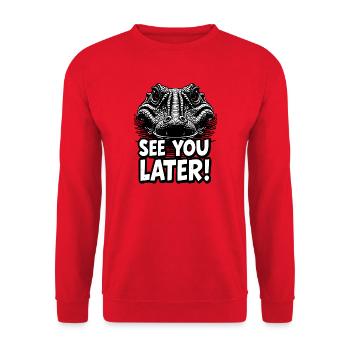 À plus tard illustration graphique d’alligator - Sweat-shirt Unisexe - rouge - Devant - Alina (178cm) & Michal (187cm)