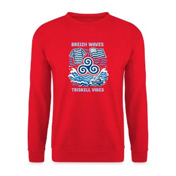 Waves Breizh Triskel Vibes Tee - Unisex Sweatshirt - red - Front - Alina (178cm) & Michal (187cm)