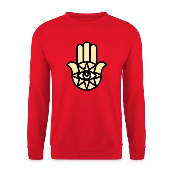 Hamsa Hand der Fatima - Unisex Pullover - Rot - Vorne - Alina (178cm) & Michal (187cm)