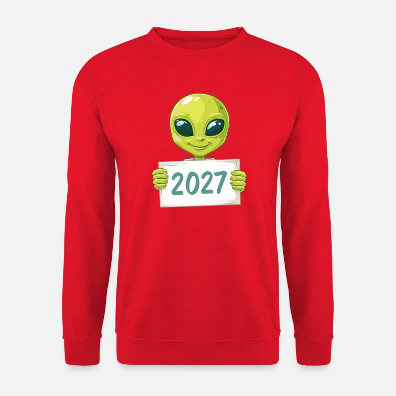 freundliches grünes Alien - Unisex Pullover - Rot
