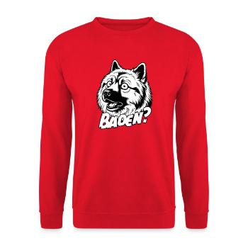 Eurasier | Nager ? | Fond blanc - Sweat-shirt Unisexe - rouge - Devant - Alina (178cm) & Michal (187cm)