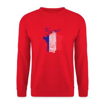 France Pinselflagge Kunst - Unisex Pullover - Rot - Vorne - Alina (178cm) & Michal (187cm)