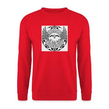LaVida Loca Wing Kreis Tattoo - Unisex Pullover - Rot - Vorne - Alina (178cm) & Michal (187cm)