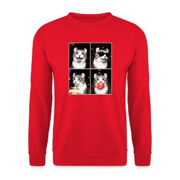Katzen American Curl Katze - Unisex Pullover - Rot - Vorne - Alina (178cm) & Michal (187cm)