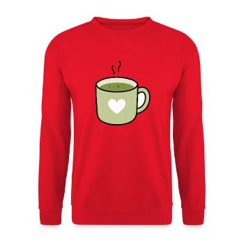 Tasse en forme de cœur au thé matcha Kawaii - Sweat-shirt Unisexe - rouge - Devant - Alina (178cm) & Michal (187cm)