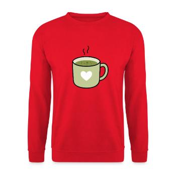 Kawaii Matcha Tea Heart Mug - Unisex Sweatshirt - red - Front - Alina (178cm) & Michal (187cm)