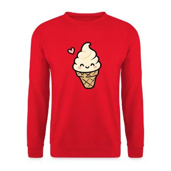 Cornet de glace à la vanille Kawaii - Sweat-shirt Unisexe - rouge - Devant - Alina (178cm) & Michal (187cm)