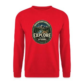 Explorez la nature – Aventure et nature - Sweat-shirt Unisexe - rouge - Devant - Alina (178cm) & Michal (187cm)