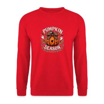 Pumpkin Season Kürbis Halloween Gothic Herbstmotiv - Unisex Pullover - Rot - Vorne - Alina (178cm) & Michal (187cm)