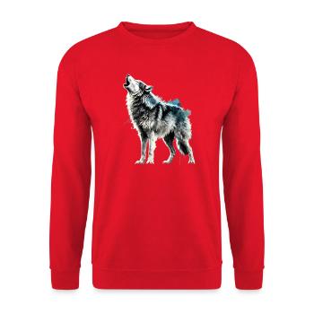 Heulender Wolf - Unisex Pullover - Rot - Vorne - Alina (178cm) & Michal (187cm)