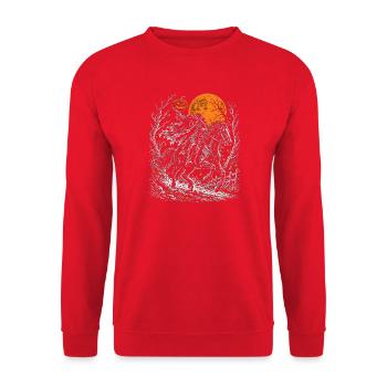 Der kopflose Reiter mit dem Kürbiskopf - Unisex Pullover - Rot - Vorne - Alina (178cm) & Michal (187cm)