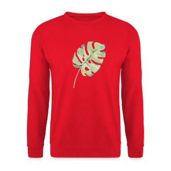 Monstera Blatt Aquarell Grün - Unisex Pullover - Rot - Vorne - Alina (178cm) & Michal (187cm)
