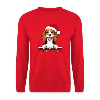 Weihnachten Beagle - Unisex Pullover - Rot - Vorne - Alina (178cm) & Michal (187cm)