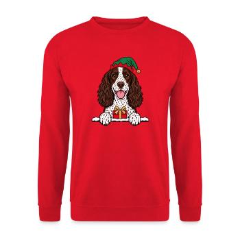 Weihnachten English Springer Spaniel - Unisex Pullover - Rot - Vorne - Alina (178cm) & Michal (187cm)