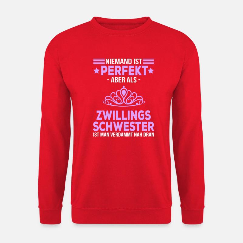 Zwillingsschwester Geschenk Zwilling Spruch lustig - Unisex Pullover - Rot