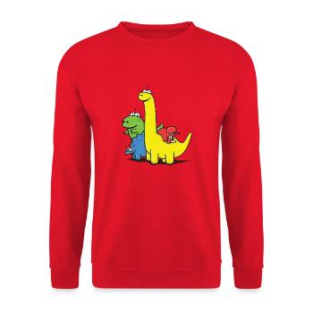 Dino Gang, Colored - Unisex Sweatshirt - red - Front - Alina (178cm) & Michal (187cm)