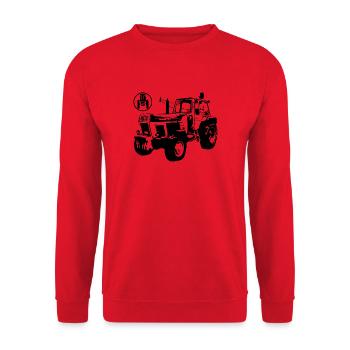 DDR Traktor ZT300 ZT303 F - Unisex Pullover - Rot - Vorne - Alina (178cm) & Michal (187cm)