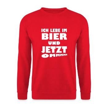 Im Bier und Jetzt - Unisex Pullover - Rot - Vorne - Alina (178cm) & Michal (187cm)