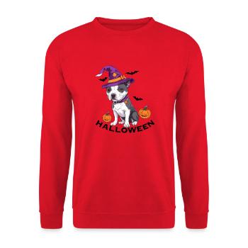 Hexe Hund: Bezaubernd! Halloween - Unisex Pullover - Rot - Vorne - Alina (178cm) & Michal (187cm)