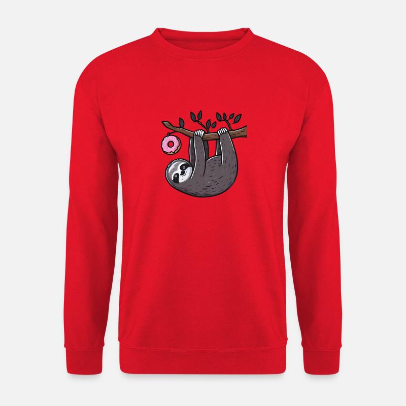 Faultier mit Donut - Unisex Pullover - Rot