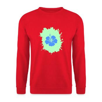 hibiskus klecks - Unisex Pullover - Rot - Vorne - Alina (178cm) & Michal (187cm)