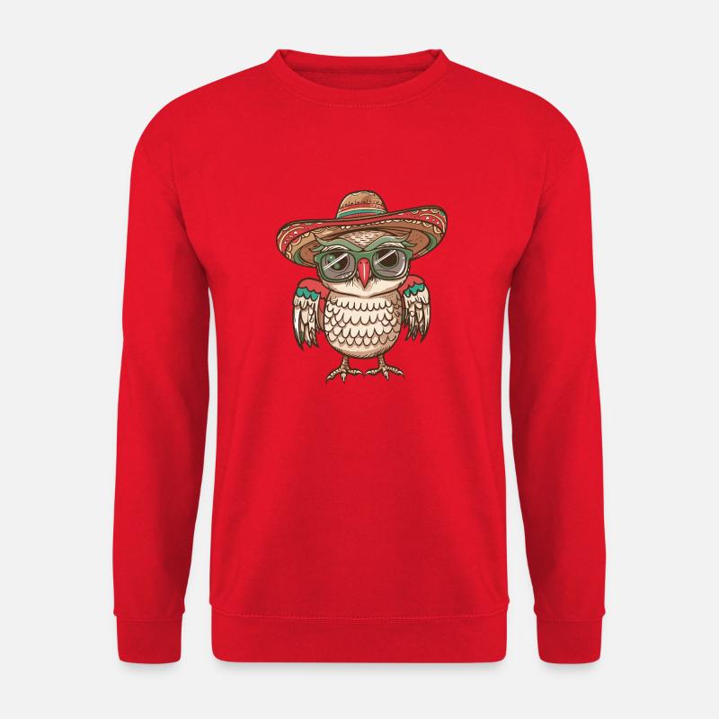 Eule Comic Lustig Sombrero - Unisex Pullover - Rot