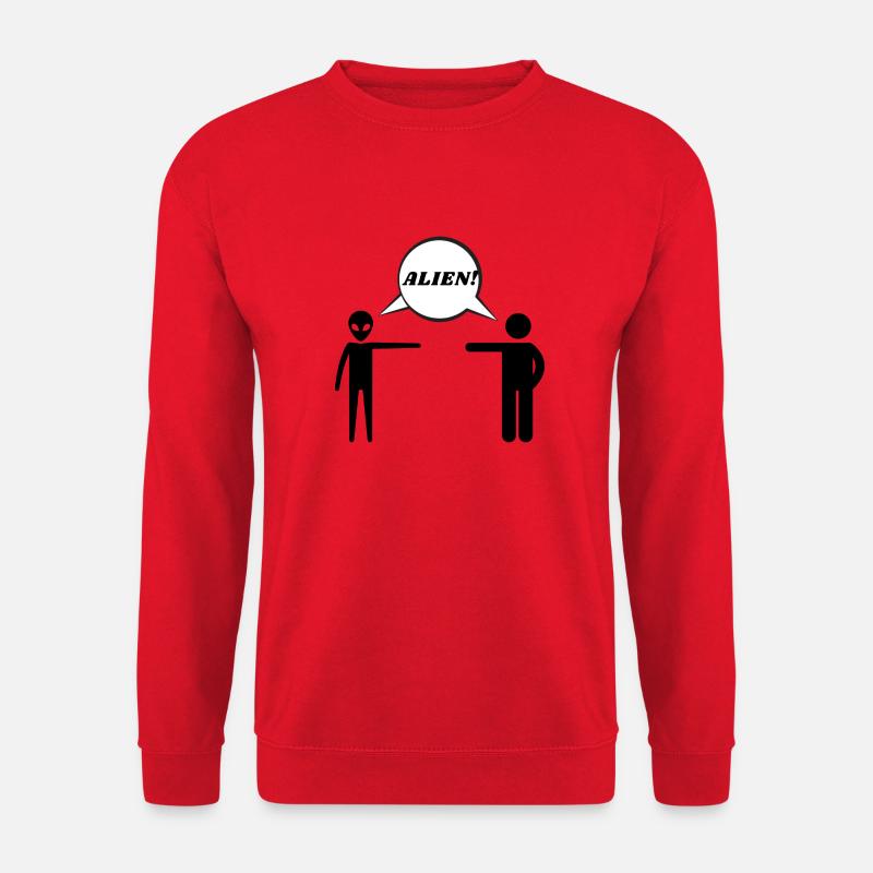 Alien Mensch Aliens Witzig Lustig Geschenk Ufos - Unisex Pullover - Rot
