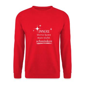 Innere Werte kann man nicht schminken - Unisex Pullover - Rot - Vorne - Alina (178cm) & Michal (187cm)