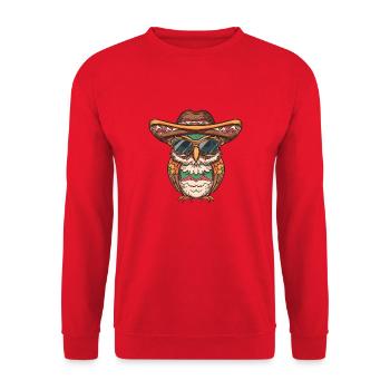 Eule Lustig Sombrero - Unisex Pullover - Rot - Vorne - Alina (178cm) & Michal (187cm)