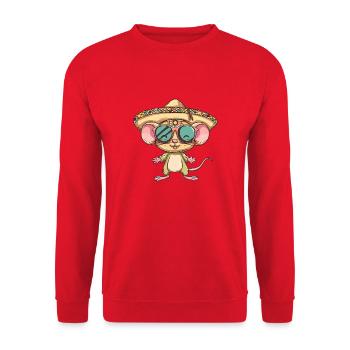 Mouse Comic Funny Sombrero - Unisex Sweatshirt - red - Front - Alina (178cm) & Michal (187cm)