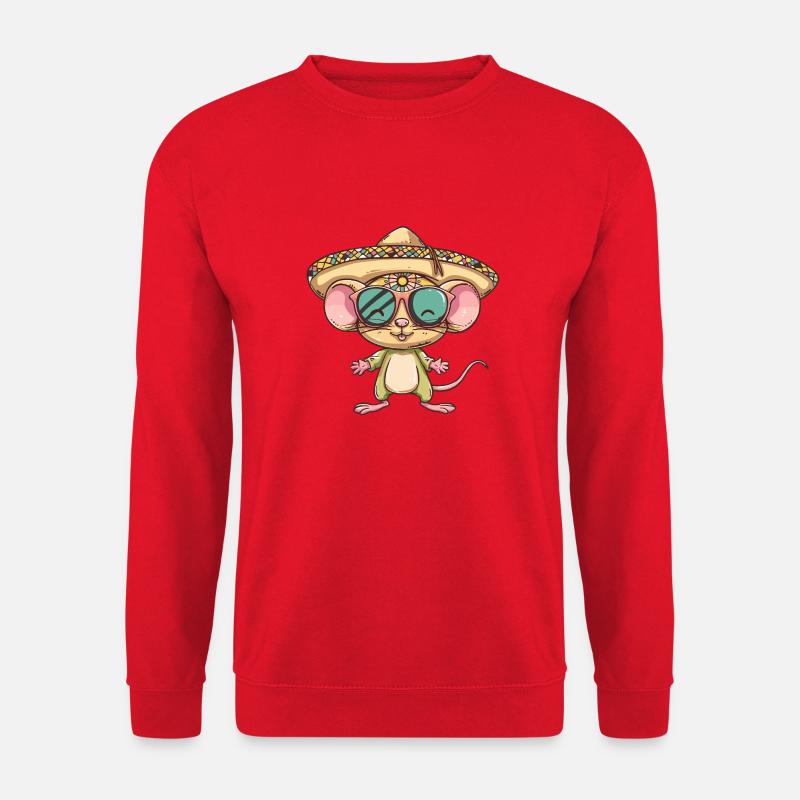 Mouse Comic Funny Sombrero - Unisex Sweatshirt - red
