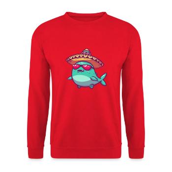 Whale Funny Sombrero - Unisex Sweatshirt - red - Front - Alina (178cm) & Michal (187cm)