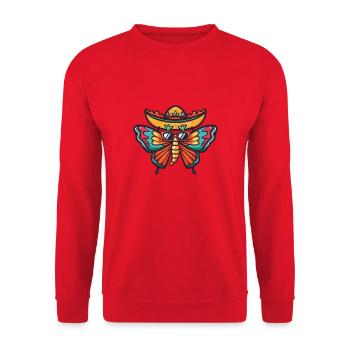 Butterfly Funny Sombrero - Unisex Sweatshirt - red - Front - Alina (178cm) & Michal (187cm)