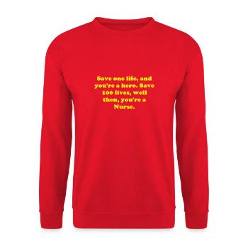 Nurse - Unisex Pullover - Rot - Vorne - Alina (178cm) & Michal (187cm)