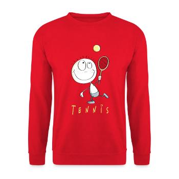 Happy tennis player - cartoon stick figure - Unisex Sweatshirt - red - Front - Alina (178cm) & Michal (187cm)
