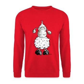 "Mc Wool" - sheep t-shirt design - Unisex Sweatshirt - red - Front - Alina (178cm) & Michal (187cm)