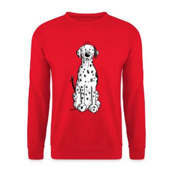 Drolliger Dalmatiner - Unisex Pullover - Rot - Vorne - Alina (178cm) & Michal (187cm)