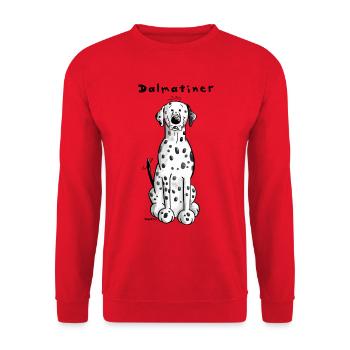 Knuffiger Dalmatiner - Unisex Pullover - Rot - Vorne - Alina (178cm) & Michal (187cm)